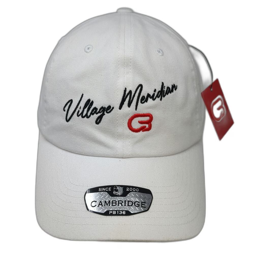 Cambridge Baseball Cap White One Size Village Meridian Embroidered Slideback Hat